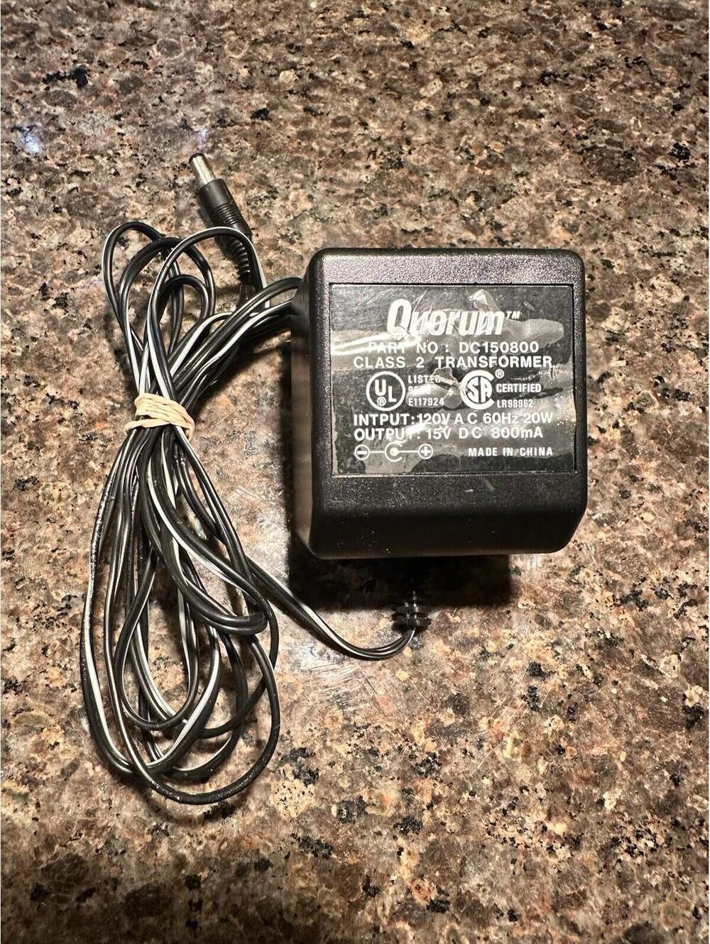 Quorum DC150800 Class 2 Transformer AC Adapter Power Supply 15V DC 800mA